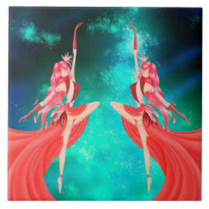 Pink Ballerina Night Sky  Ceramic Tile
