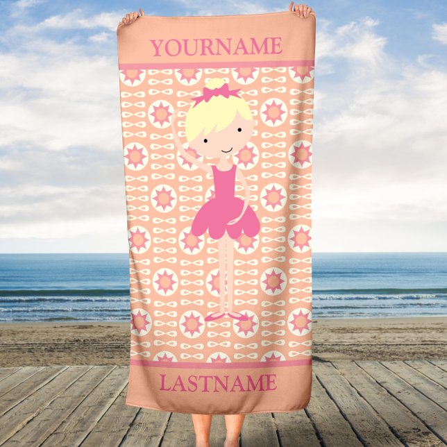 Pink Ballerina Personalised Beach Towel (Creator Uploaded)