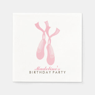 Pink Ballerina Pointe Shoes Girl's Birthday Party Napkin