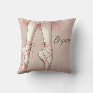 Pink Ballerina Pointed Toes Birthday Party Cushion