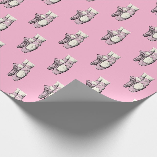 Pink Ballerina Shoes En Pointe FL CC Pink BG Wrapping Paper (Corner)