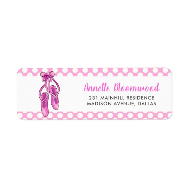 Pink Ballerina Shoes | Girl Baby Shower Return Address Label (Front)