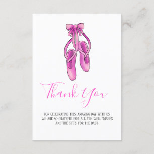 Pink Ballerina Shoes   Girl Baby Shower Thank You Invitation