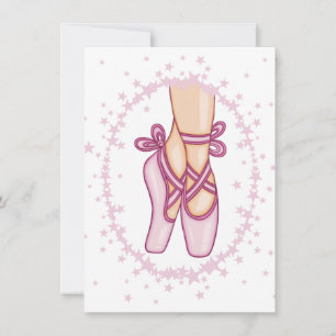 Pink ballerina shoes invitation