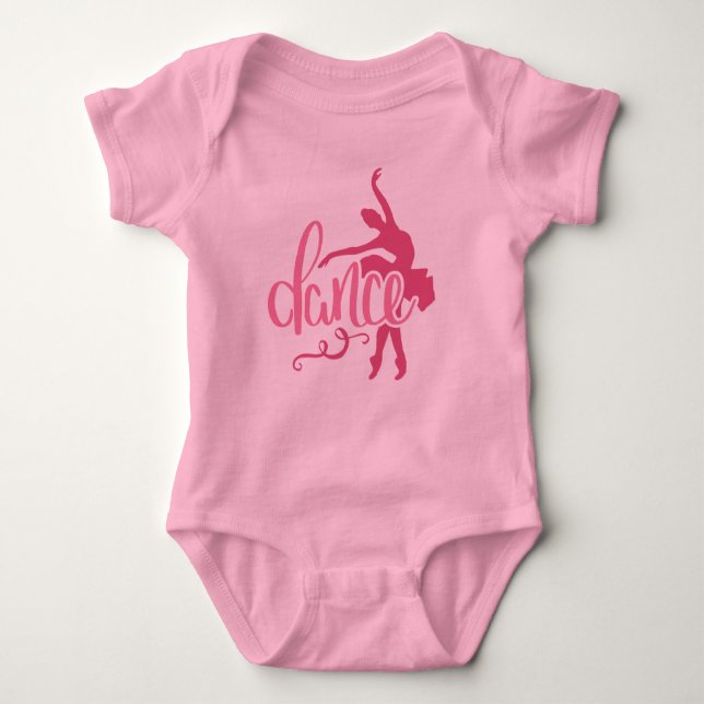 Pink Ballerina Silhouette Ballet Dance Baby Bodysuit (Front)