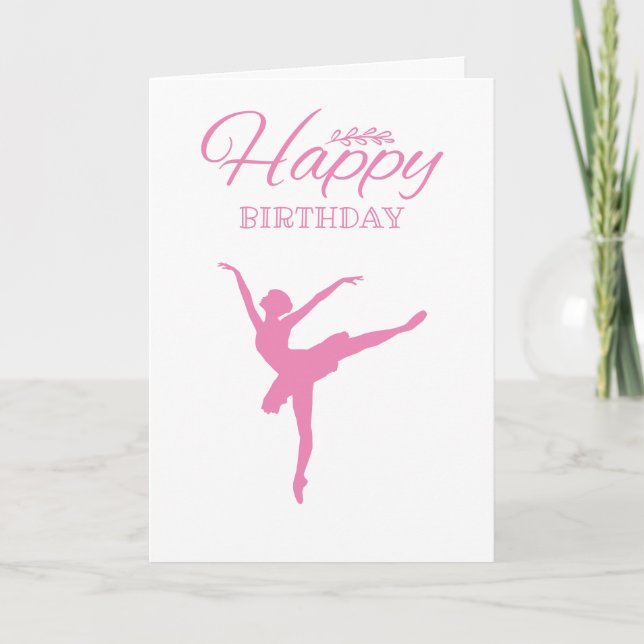 Pink Ballerina Silhouette  - Birthday Card (Front)