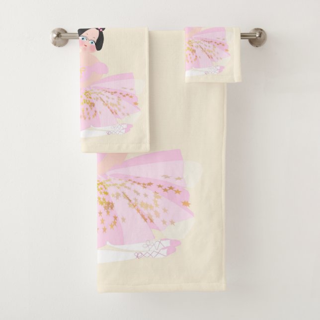 Pink ballerina Towels set. (Insitu)
