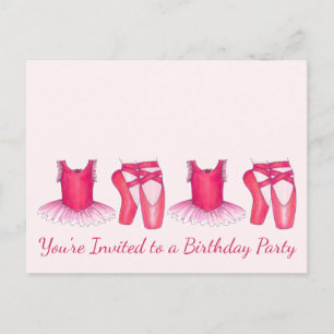 Pink Ballerina Tutu Birthday Party Invitation Postcard