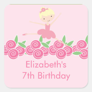 Pink Ballerina Tutu Dance Birthday Party Sticker