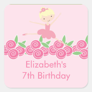 Pink Ballerina Tutu Dance Birthday Party Sticker