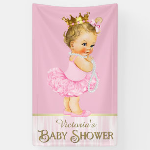 Pink Ballerina Tutu Pearl Baby Shower Banner