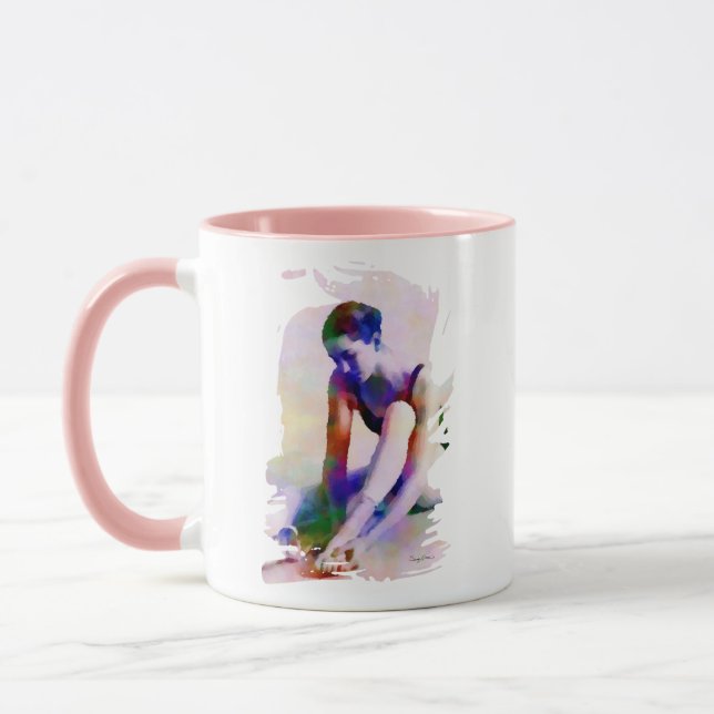 Pink Ballerina Watercolor Contemporary Art Mug (Left)