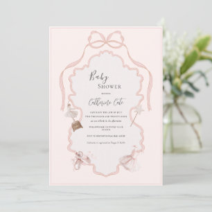 Pink Ballerina Whimsical Baby Shower  Invitation