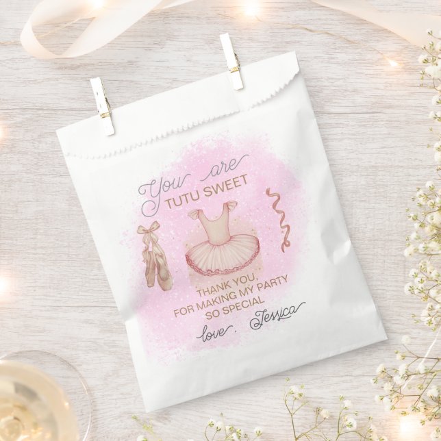 Pink Ballet birthday thank you favour Bag (Clipped)
