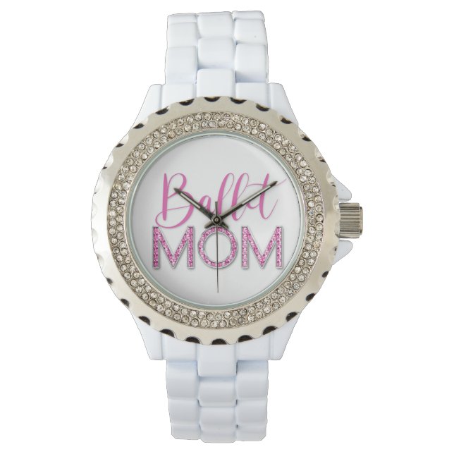 Pink Ballet Dance Mum Sparkle Diamond Glam Watch (Front)