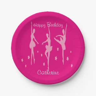 Pink Ballet Dancers Custom Party Paper Plates