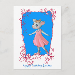 Pink Ballet Mouse Postcard