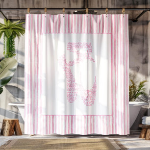 Pink Ballet Pointe Shoe Typography Shower Curtain