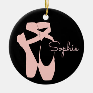 Pink ballet pointe shoes ceramic ornament