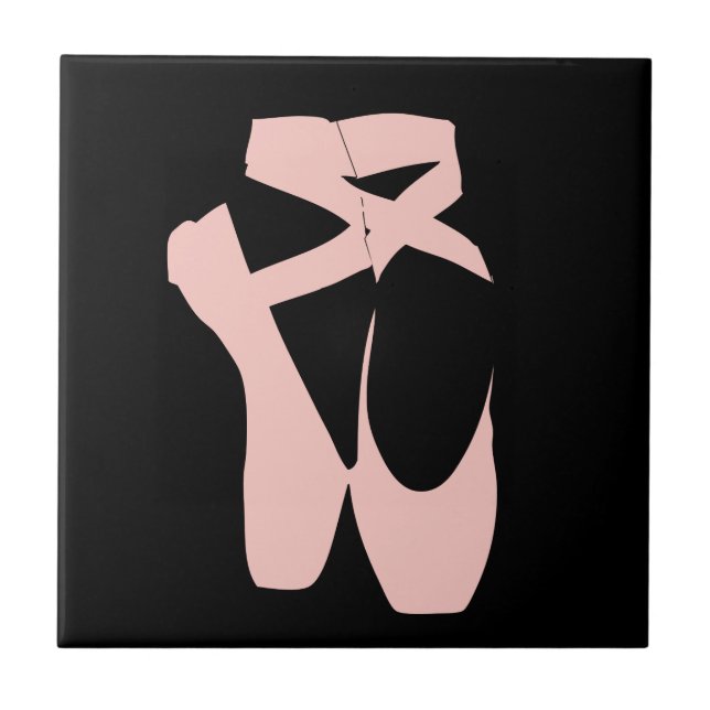 Pink ballet pointe shoes ceramic tile (Front)