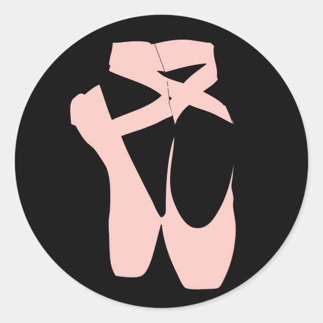 Pink ballet pointe shoes classic round sticker (Front)