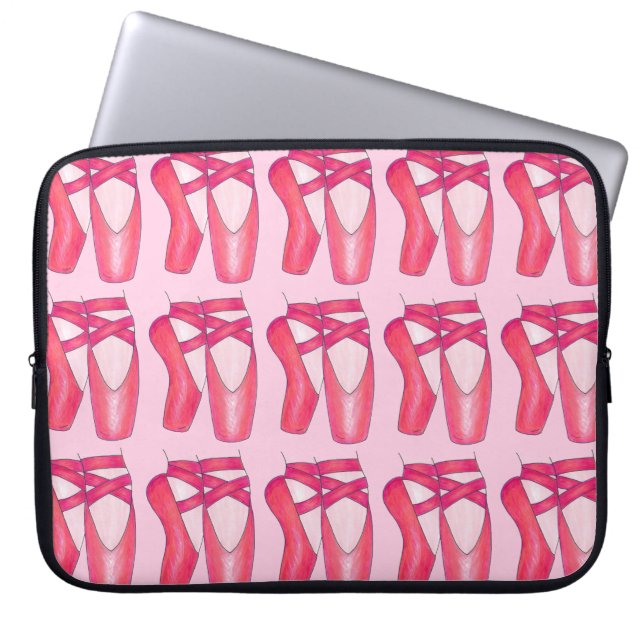 Pink Ballet Shoe Slippers Dance Teacher Ballerina Laptop Sleeve (Front)