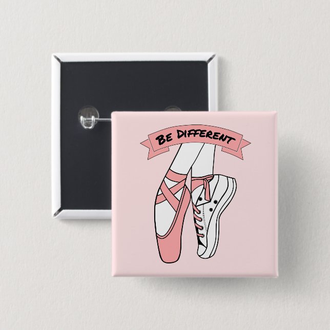 Pink Ballet Shoes 15 Cm Square Badge (Front & Back)