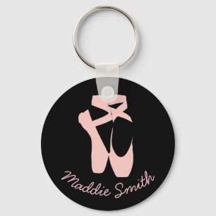 Pink ballet shoes ballet dancer key ring