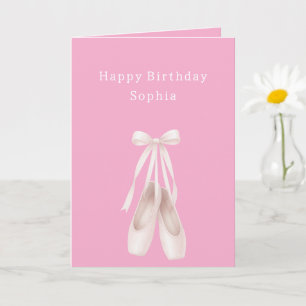 Pink Ballet Shoes Birthday Card