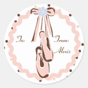 Pink Ballet Shoes Classic Round Sticker