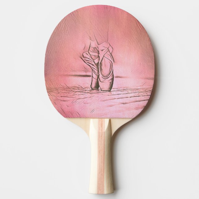 Pink Ballet Shoes on Pointe Dancing Girl Ping Pong Paddle (Front)