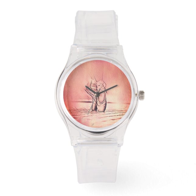 Pink Ballet Shoes on Pointe Watch (Front)