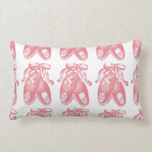 Pink Ballet Shoes Pattern Lumbar Pillow