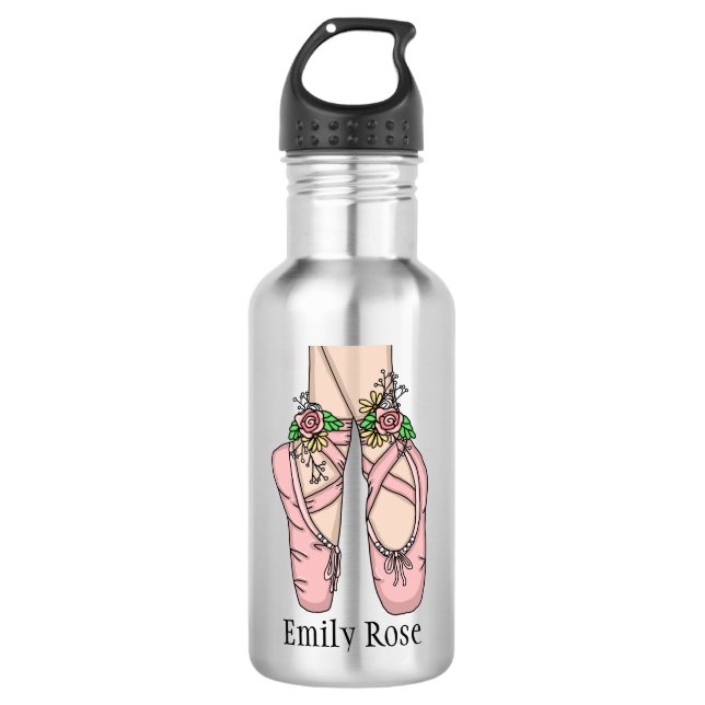 Pink Ballet Shoes Personalised 710 Ml Water Bottle (Front)