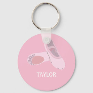 Pink Ballet Shoes Personalised Key Ring