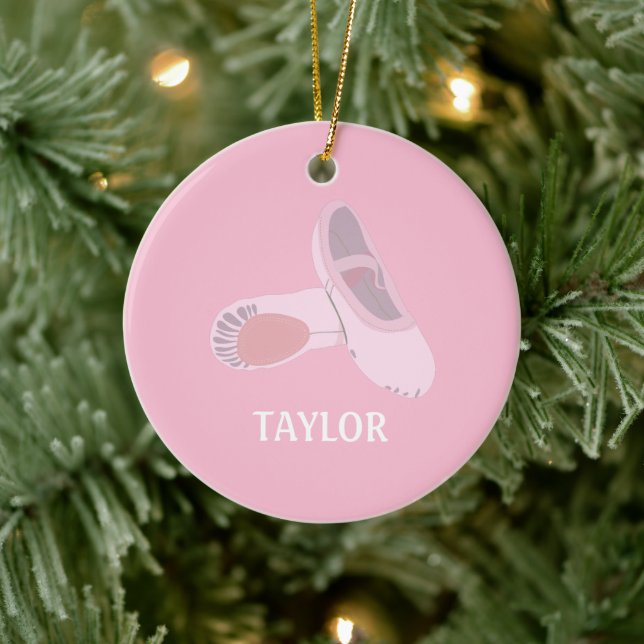 Pink Ballet Shoes Personalised Photo Ceramic Ornament (Tree)