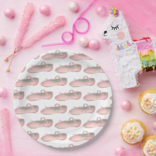 Pink Ballet Shoes Slippers Ballerina Dance Class Paper Plate