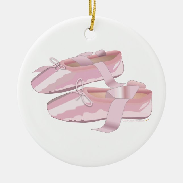 Pink Ballet Shoes Slippers Ornament Template (Front)
