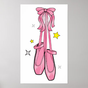 Pink Ballet Shoes Tied Together with a Bow Poster