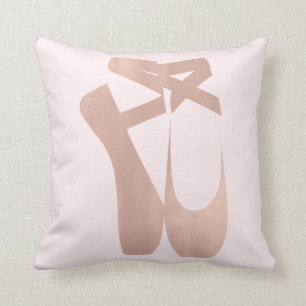 Pink Ballet Slippers Ballerina Rose Gold Bedroom Cushion