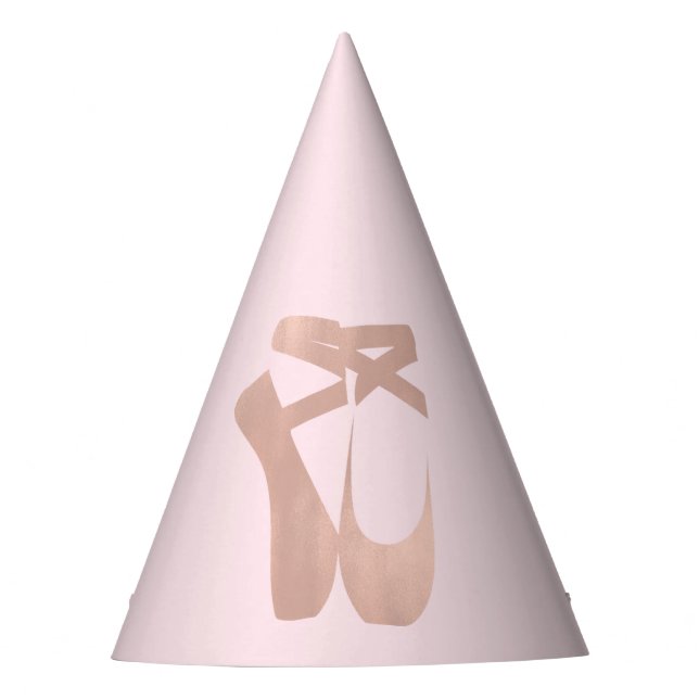 Pink Ballet Slippers Ballerina Rose Gold Party Party Hat (Front)