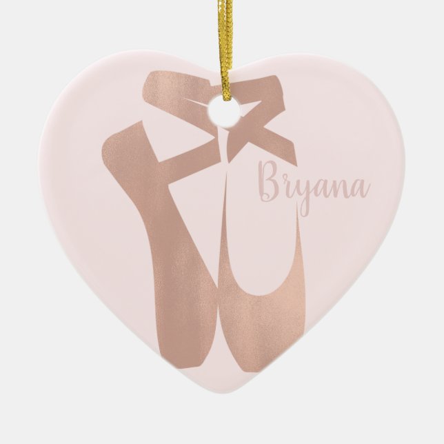 Pink Ballet Slippers Ballerina Rose Personalised Ceramic Tree Decoration (Front)