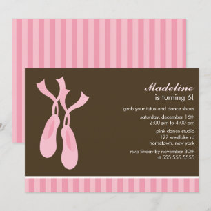 Pink Ballet Slippers Girls Birthday Invitation