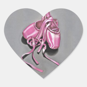 Pink Ballet Slippers Heart Sticker