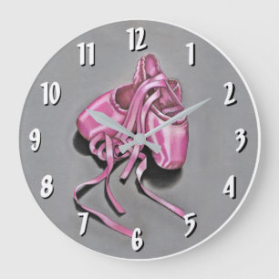Pink Ballet Slippers Large Clock