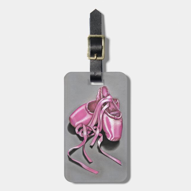 Pink Ballet Slippers Luggage Tag (Front Vertical)