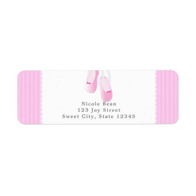 Pink Ballet Slippers Party Invitation Labels (Front)