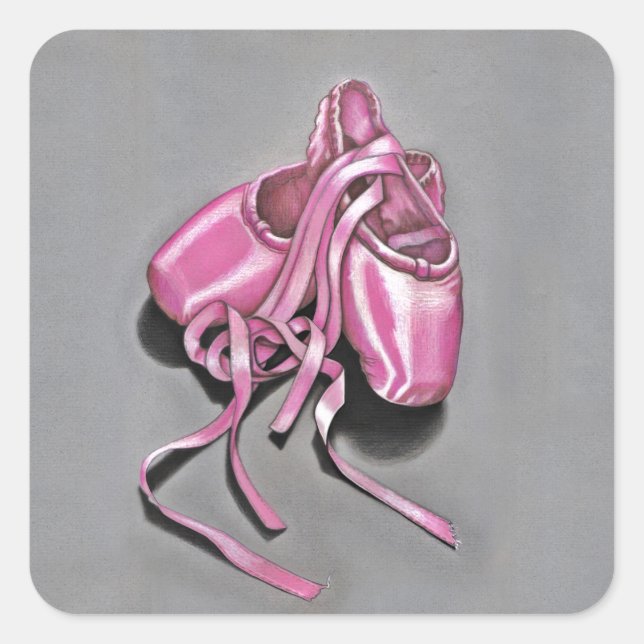 Pink Ballet Slippers Square Sticker (Front)