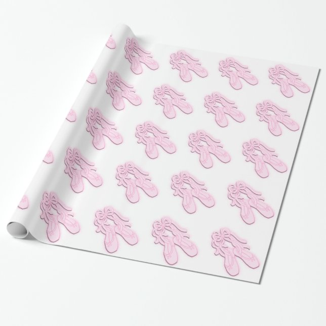 Pink Ballet Slippers Wrapping Paper (Unrolled)