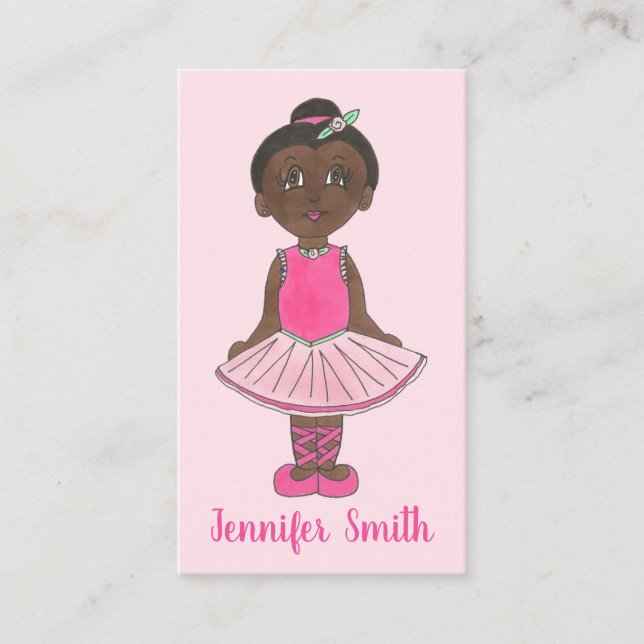 Pink Ballet Teacher Dance Instructor Studio Class Business Card (Front)